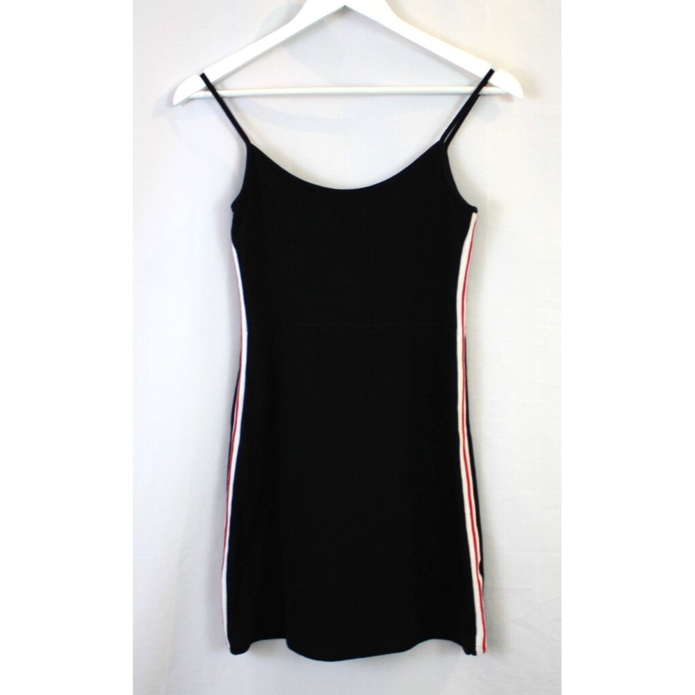 Brandy Melville Dress Womens Small Black Kyran Bodycon Mini Striped Y2K Cotton